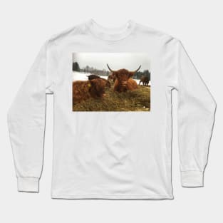 Scottish Highland Cattle Cow and Calf 1863 Long Sleeve T-Shirt